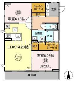 S・レーヴ(2LDK/1階)の間取り写真