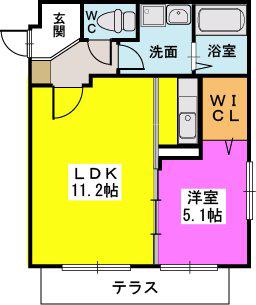 ルノン姪浜(1LDK/1階)の間取り写真