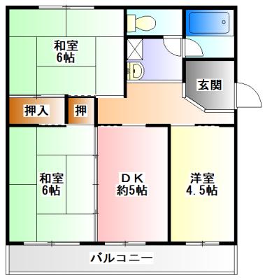 スカイハイツ(3DK/5階)の間取り写真