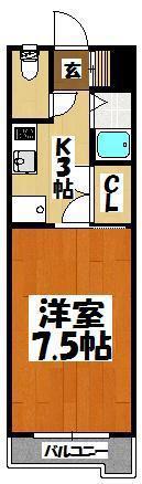 プリモローザ(1K/1階)の間取り写真