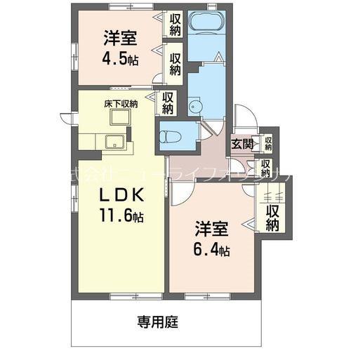 ヴィラ湘南(2LDK/1階)の間取り写真