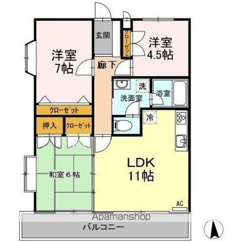 ラーバンハイツ(3LDK/4階)の間取り写真