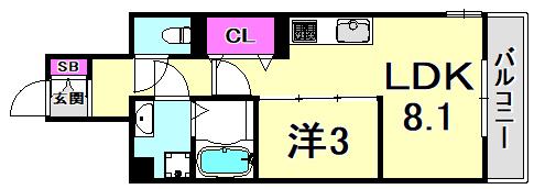 CLII(1LDK/1階)の間取り写真