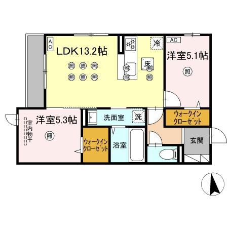 アネックスV(2LDK/1階)の間取り写真