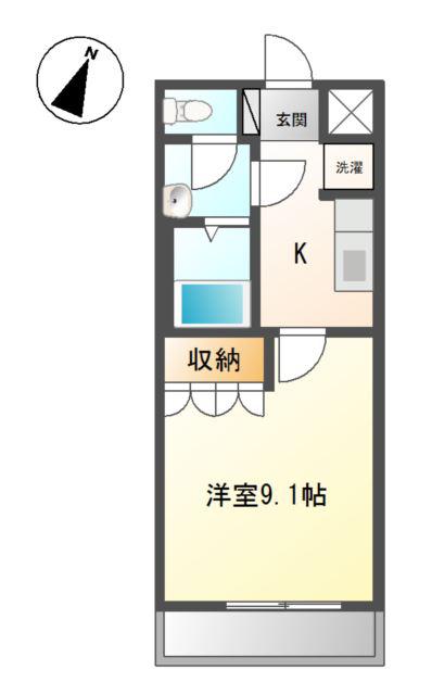 レスポアール(1K/2階)の間取り写真