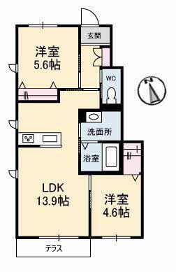 グラジーク(2LDK/1階)の間取り写真