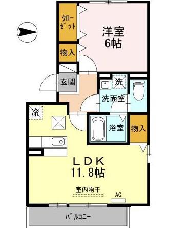 セジュール法華(1LDK/1階)の間取り写真