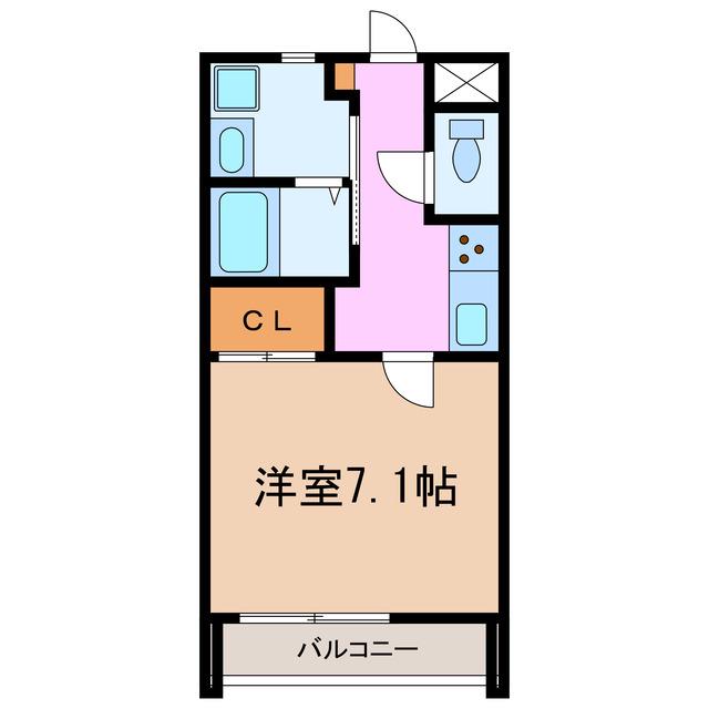 エスポワールAY(ワンルーム/2階)の間取り写真