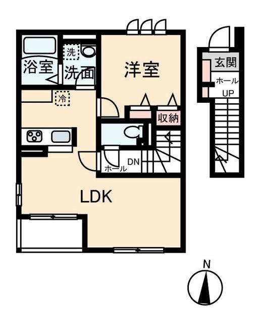 NO.FLAT(1LDK/2階)の間取り写真
