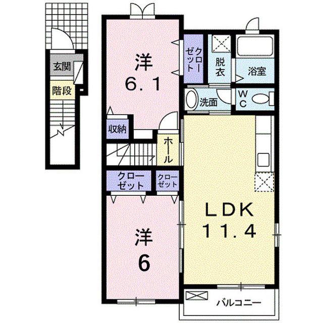 アルカンシェルB(2LDK/2階)の間取り写真