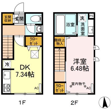 ブルースカイ 旧D-ROOM小平駅北口(1DK/1階)の間取り写真