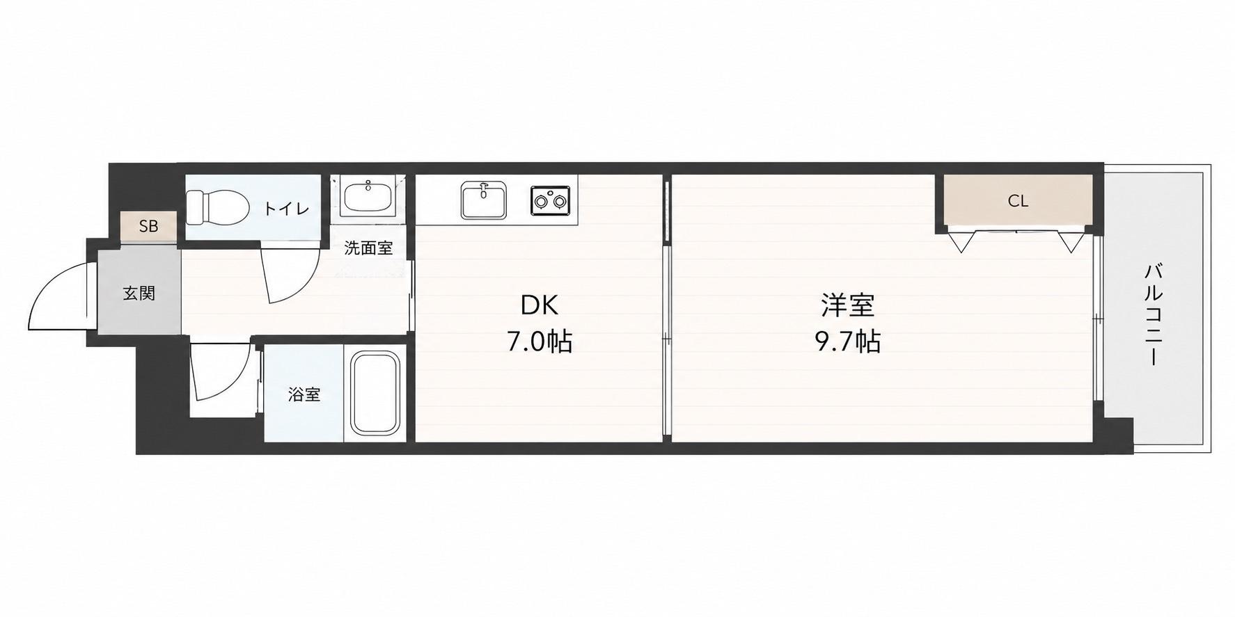 メゾンアンソレイエ(1DK/5階)の間取り写真