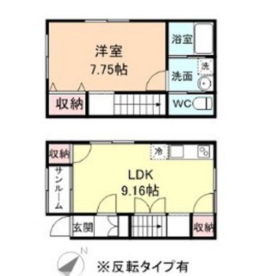 E-JAPAN奥田本町 A棟(1DK/1階)の間取り写真
