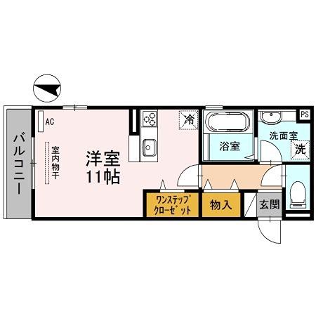 D-ROOM中桜塚(ワンルーム/3階)の間取り写真