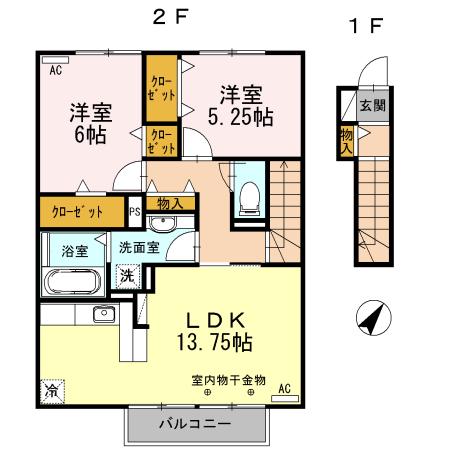 リオグランデ(2LDK/2階)の間取り写真