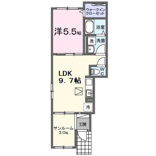 ディオネ(1LDK/1階)の間取り写真