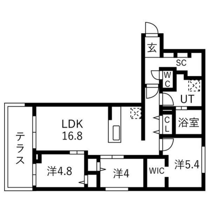 南13西7MS(3LDK/1階)の間取り写真