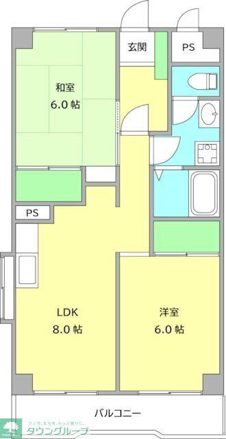 ゼファー銀座(2LDK/3階)の間取り写真