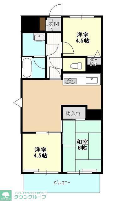グリーンコート入間(3DK/3階)の間取り写真