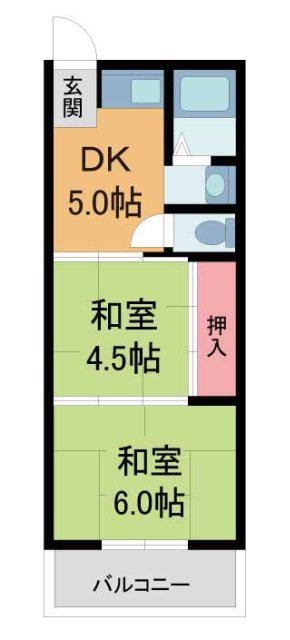 小田マンション(2LDK/2階)の間取り写真