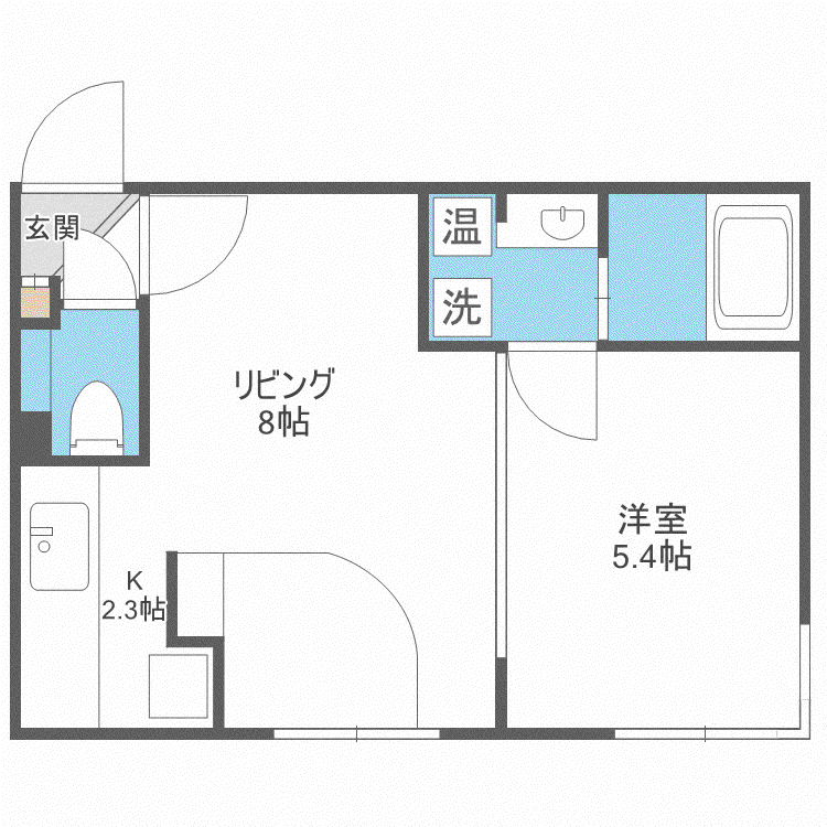 カレラ北大前(1LDK/4階)の間取り写真