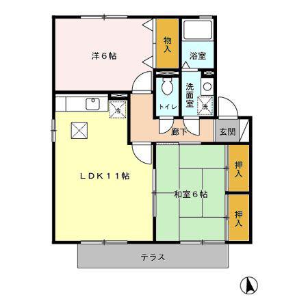 タッチアネックスC棟(2LDK/1階)の間取り写真
