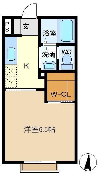 リヴィエールⅡ(1K/2階)の間取り写真