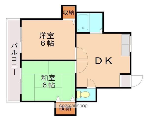 プレスト田島2(2DK/3階)の間取り写真