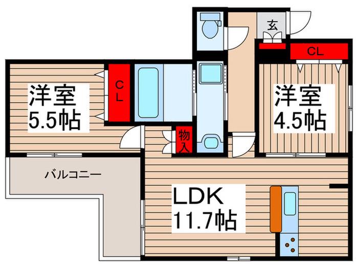 オリーブハウス新宿(2LDK/2階)の間取り写真