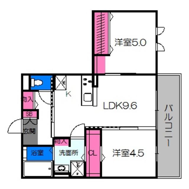 ランビエンス雅(2LDK/2階)の間取り写真