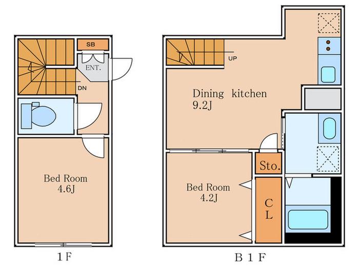 RESIDENCE CARITAS DAIKANYAMA(2DK/B1階)の間取り写真