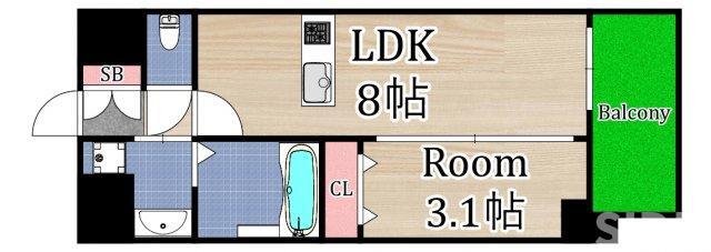 SHOKEN RESIDENCE 大阪都島(1LDK/4階)の間取り写真