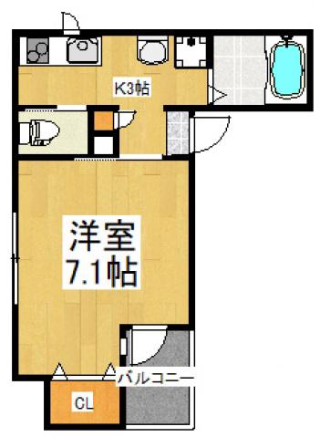 ホープベル(1K/2階)の間取り写真
