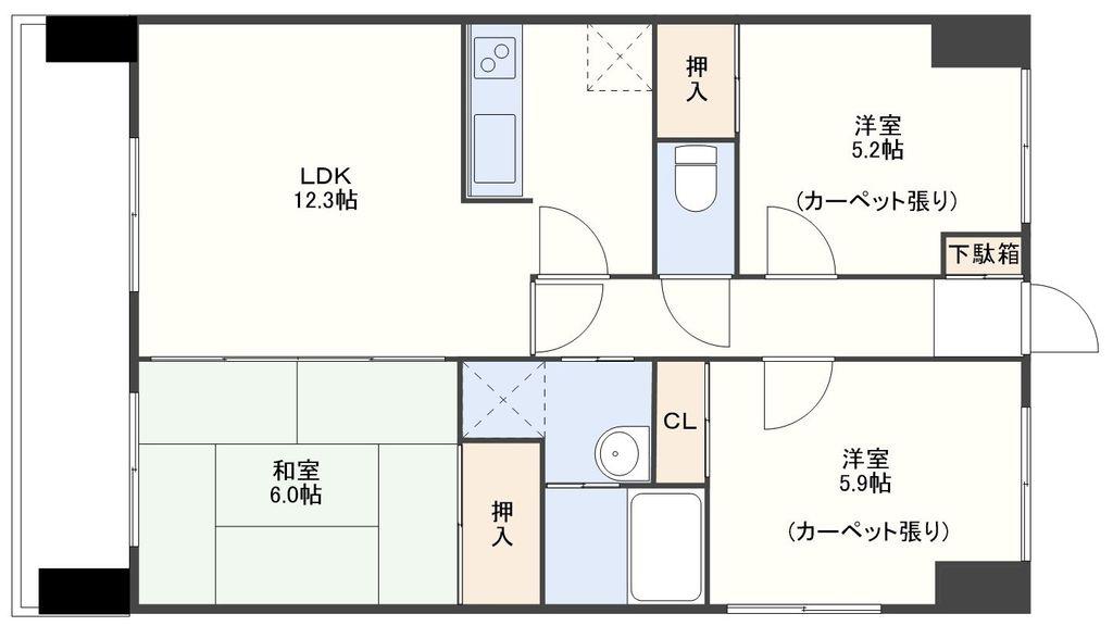 ロアール西山(3LDK/2階)の間取り写真