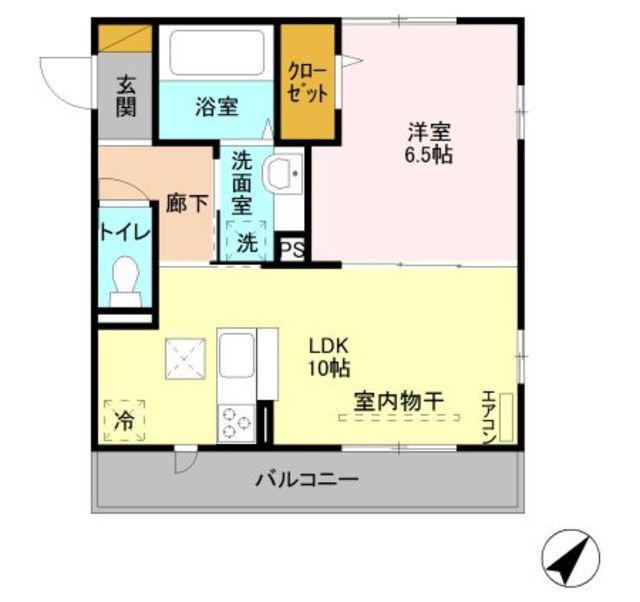 D-.M′S(1LDK/1階)の間取り写真