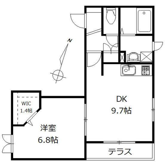 MIMO神楽坂(1LDK/1階)の間取り写真