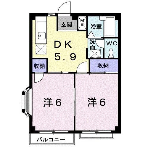 エルディム松本C(2K/2階)の間取り写真