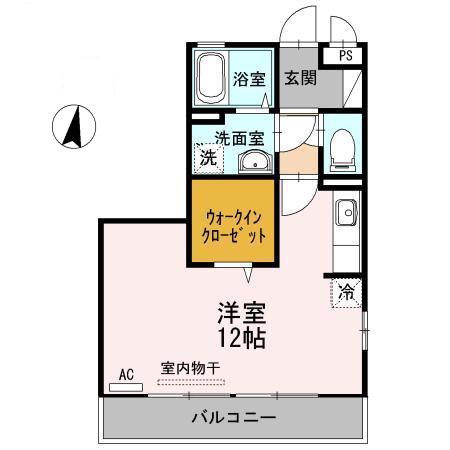 シャルルI棟(ワンルーム/2階)の間取り写真
