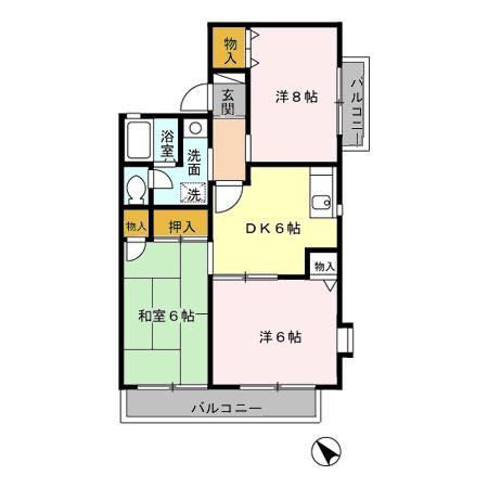 グランドサン伍番館(3DK/2階)の間取り写真