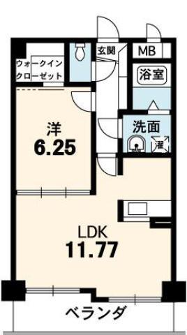 CUBE-G西船場(1LDK/5階)の間取り写真