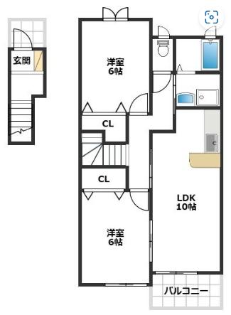 シエル・エトワールII(2LDK/2階)の間取り写真