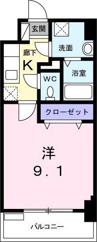 ELEVITA弥永(1K/1階)の間取り写真
