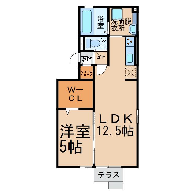 メディオハウス(1LDK/1階)の間取り写真
