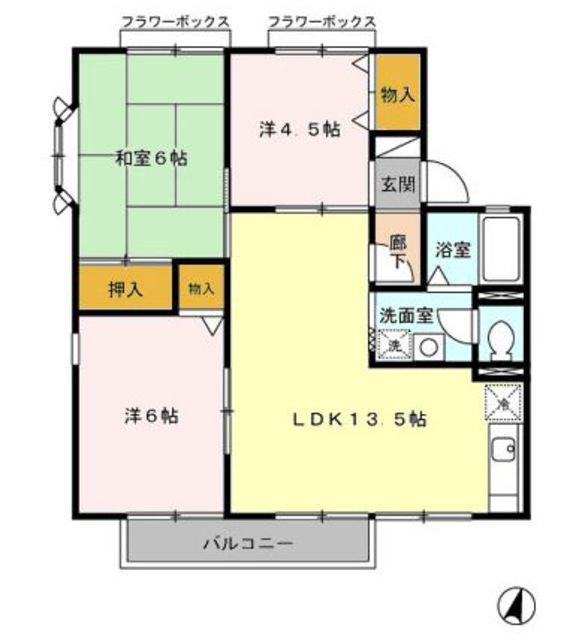 メゾンセンピオーネ B棟(3LDK/1階)の間取り写真