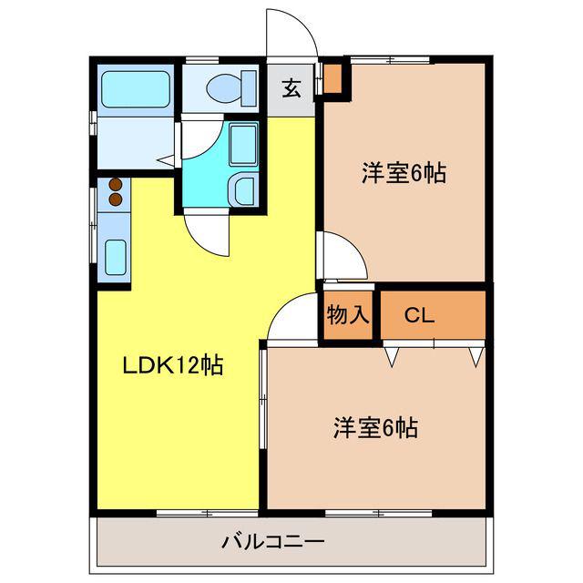 ハイツコスモ(2LDK/2階)の間取り写真