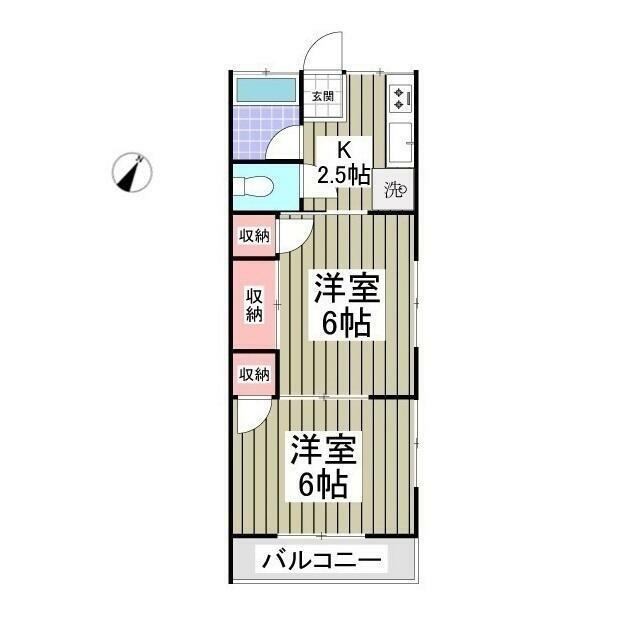 コーポ紺屋2号棟(2K/2階)の間取り写真
