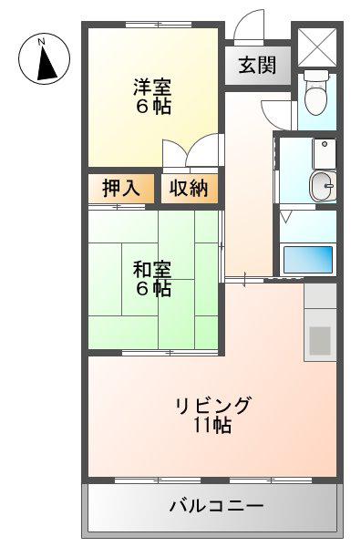 アネックス一宮駅前(2LDK/5階)の間取り写真