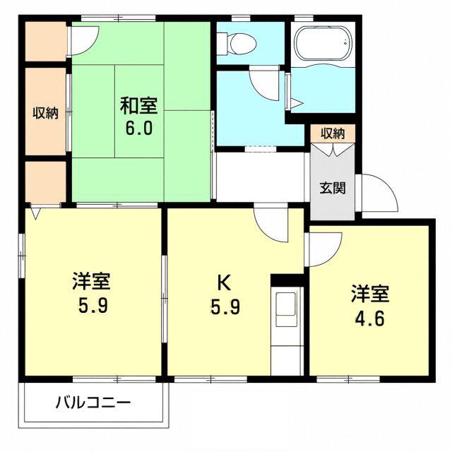 アイクスコートK・L(3K/2階)の間取り写真