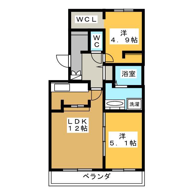 グリーンハイツ(2LDK/3階)の間取り写真