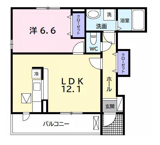 カーサグラード(1LDK/1階)の間取り写真